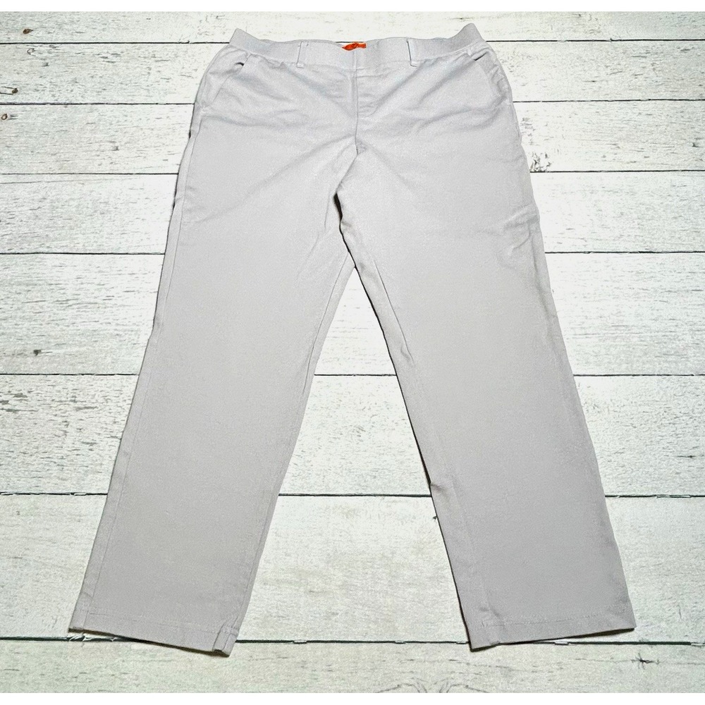 Mary Crafts Women’s Gray Solid Knit Flat Front Straight Leg Dress Pants, 12